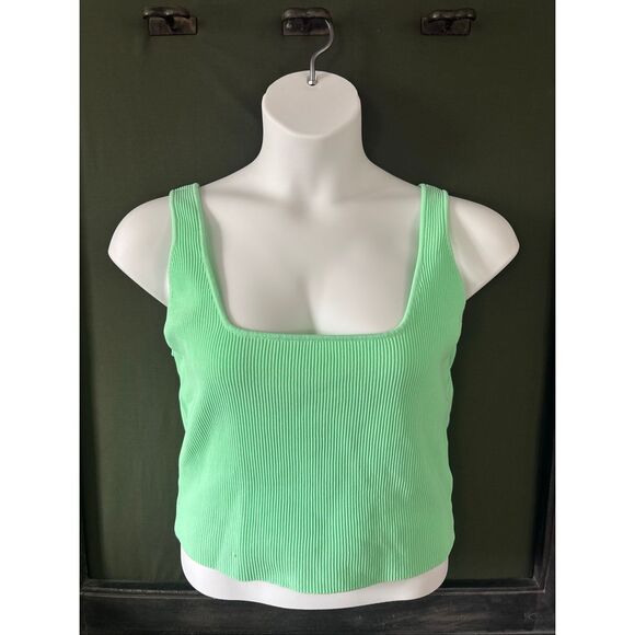 Cotton On Tops - Cotton on Neon green ribbed square neck tank top Size 18/XL NWT